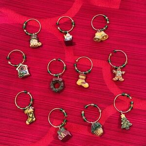 Christmas wine, glass charms